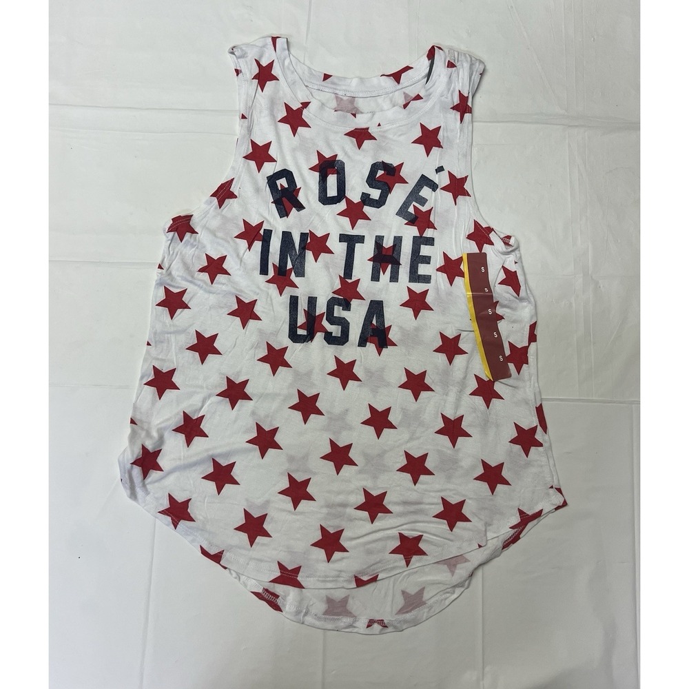 Grayson Threads Sleeveless Patriotic T-shirt Women's Size S "Rose In The USA"
